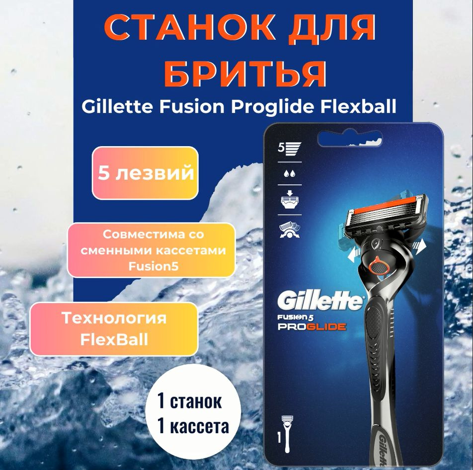 Мужская бритва Gillette Fusion5 ProGlide, 1 кассета, с 5 лезвиями с  углеродным покрытием, с технологией FlexBall, с триммером - купить с  доставкой по выгодным ценам в интернет-магазине OZON (880766454)