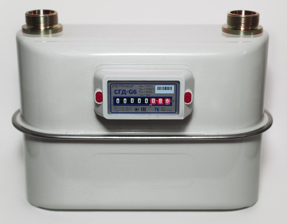 Счетчик газовый бытовой Счетприбор СГД-G 6Т межосевое 130 мм, левый ...