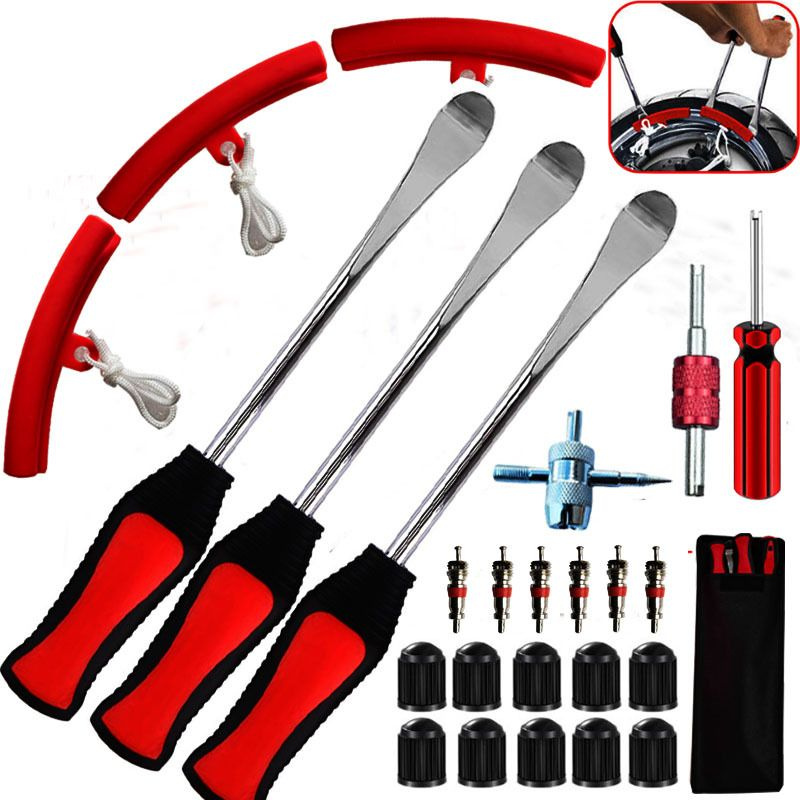 Набор для ремонта камерных и бескамерных колес, монтажки, для мотоцикла ...