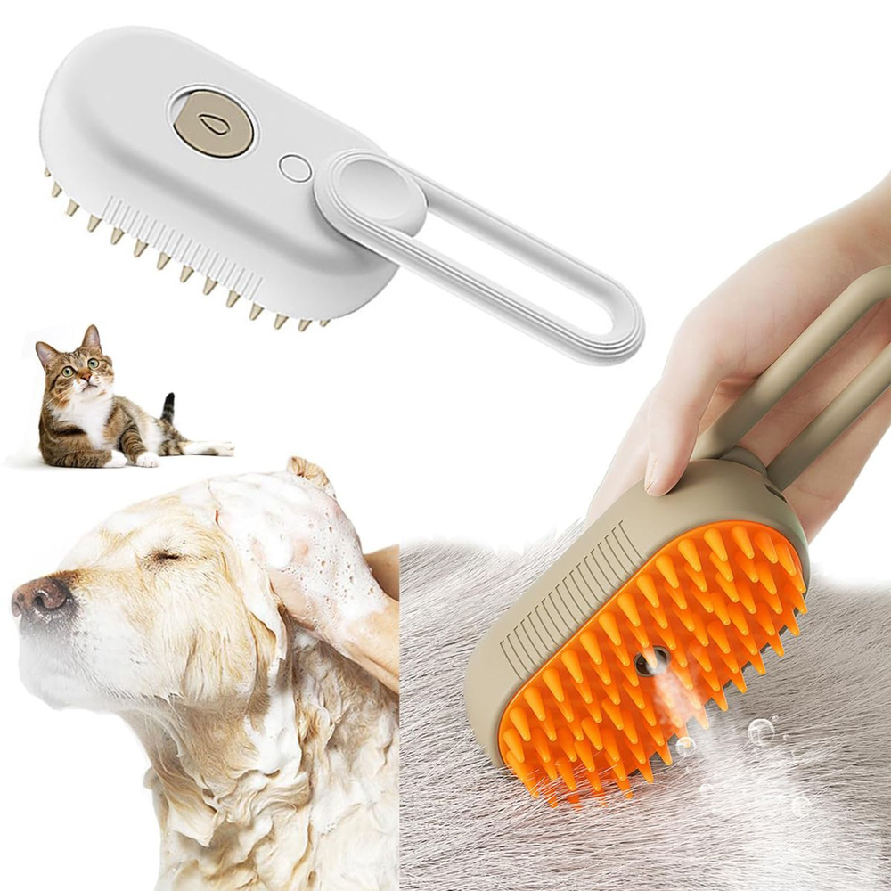 Расческа для удаления волос кошки, функция массажа, с спреем, чистая ...