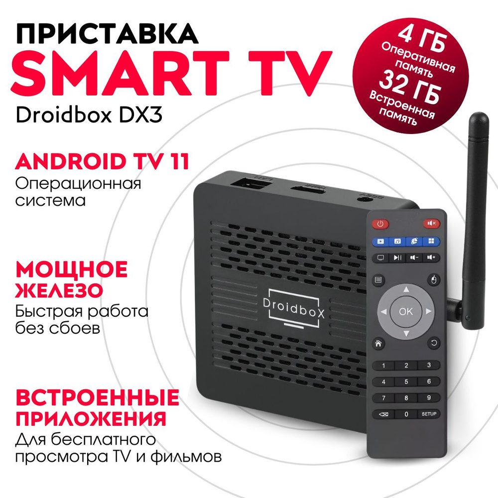 Медиаплеер Droidbox DX3, HDMI, RJ-45 Ethernet, USB, черно-серый, Android  купить по низкой цене с доставкой в интернет-магазине OZON (1380501554)