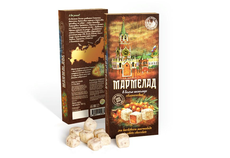 Мармелад облепиховый в белом шоколаде МОСКВА , 150г #1
