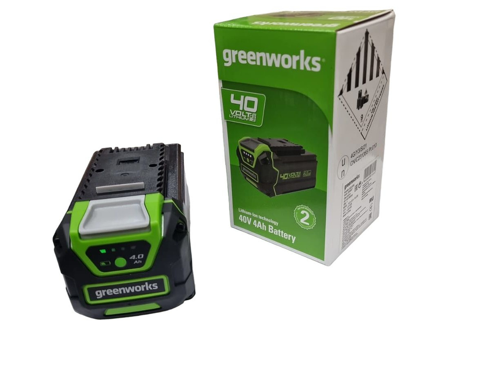 Аккумулятор Greenworks G40B4, 40v, li-ion, 4 Ач, - купить по