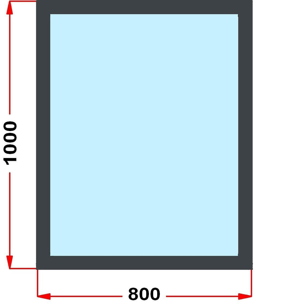Окно из профиля Grunder 60 мм (1000 x 800), не открывающееся, стеклопакет 2 стекла, темно-серое снаружи, #1