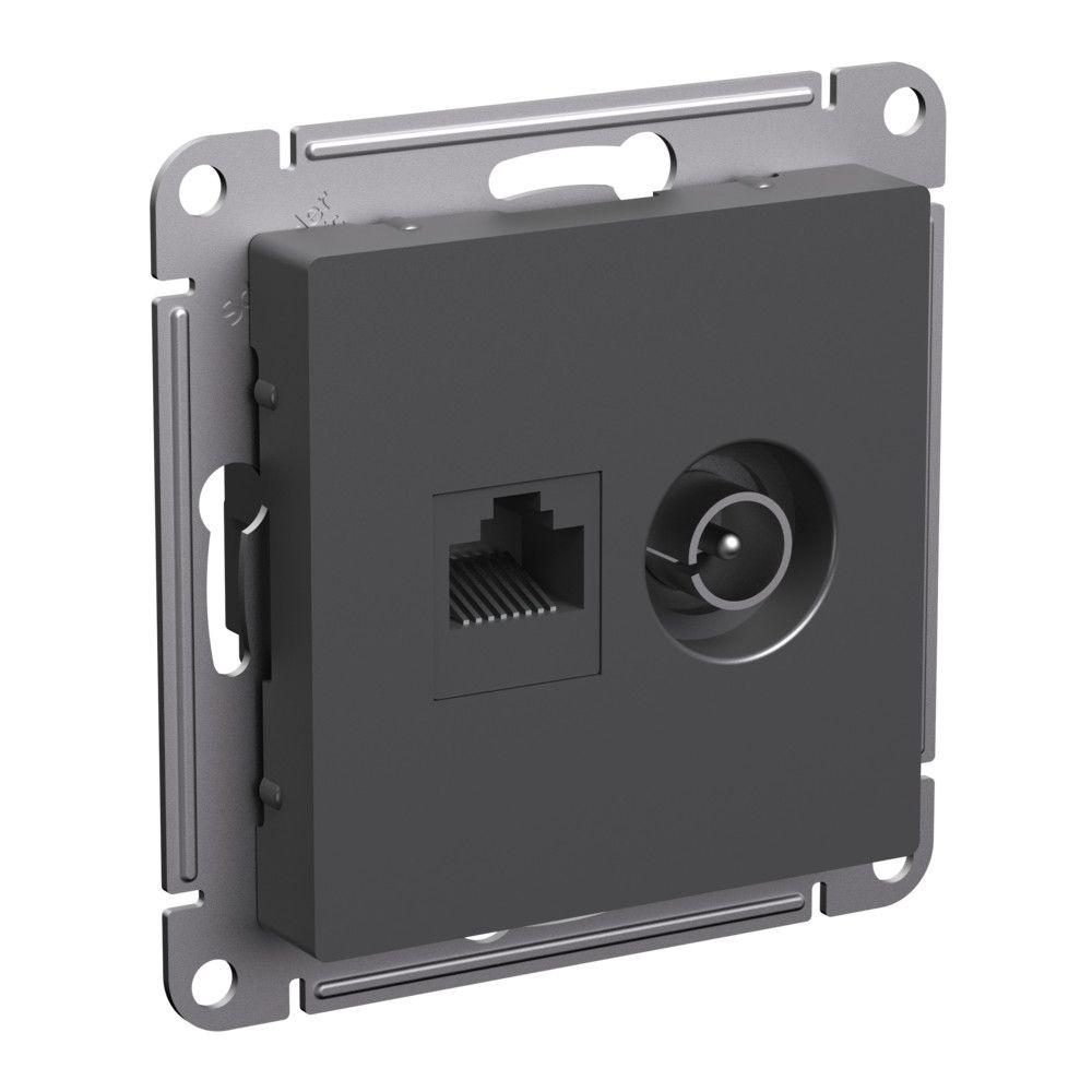 Розетка 1 СП TV+комп.RJ45 кат.5е механизм SE AtlasDesign базальт #1