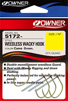 OWNER Крючок Weedless Wacky Hook green №4 4шт - купить с доставкой по  выгодным ценам в интернет-магазине OZON (545416550)