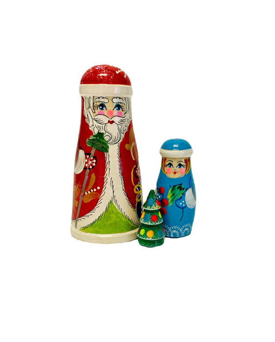 Матрешка ДИННИ Дед Мороз 3 в 1 развивающие деревянные народные игрушки ...