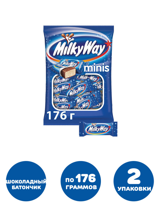 Шоколадные батончики MILKY WAY "Minis", 176 г - купить с доставкой по ...