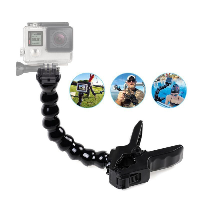 Крепление для экшн-камеры, гибкая изогнутая горловина + зажим в виде ...