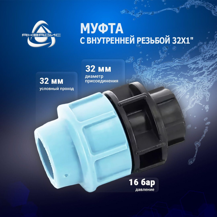 Муфта UNIDELTA с внутренней резьбой 32x1" для труб из ПНД ...
