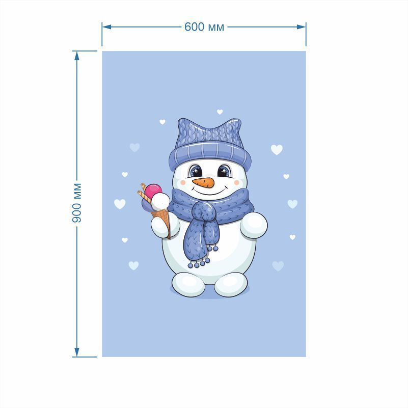 Постер для интерьера Новый Год Снеговичок 60 х 90 см