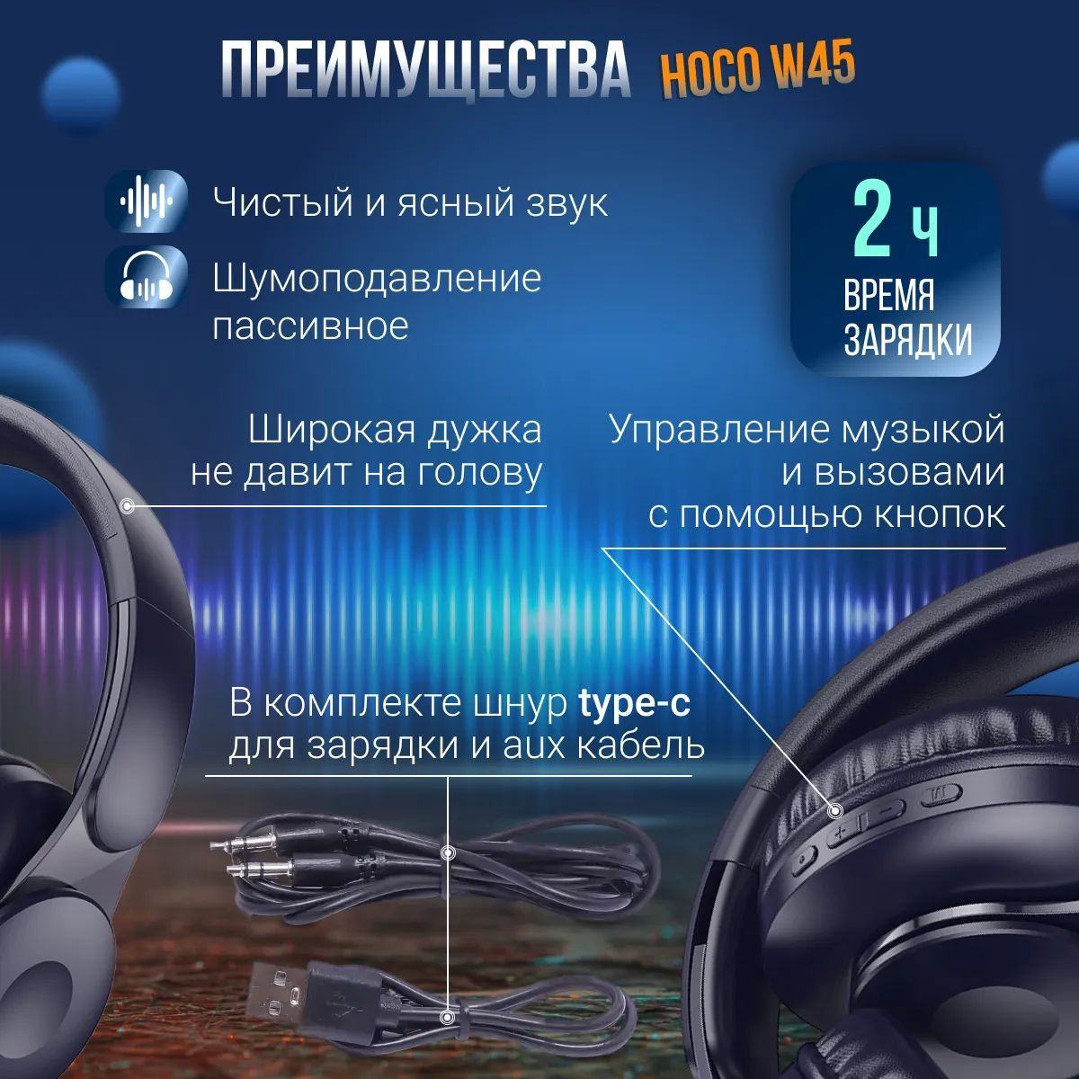 Наушники Накладные hoco W45-черный - купить по доступным ценам в ...