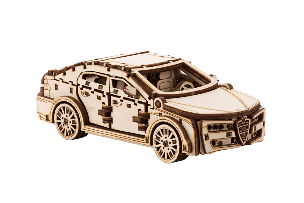 Деревянный конструктор сборная модель 3D машина Alfa Romeo, 13х6.5х5 см, 176 дет., 13x6.5x5 см, фото 5