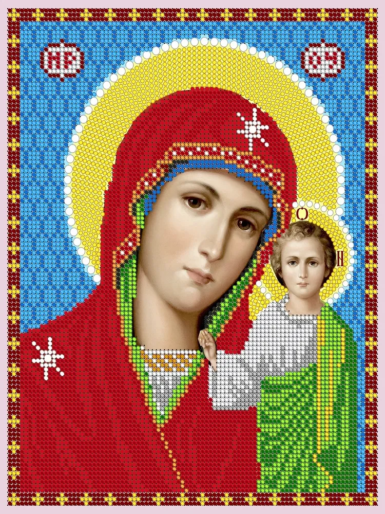 Схема для вышивания бисером Светлица (без бисера), икона "Прсв.Бца Казанская" 24*19 см, 24x19 см
