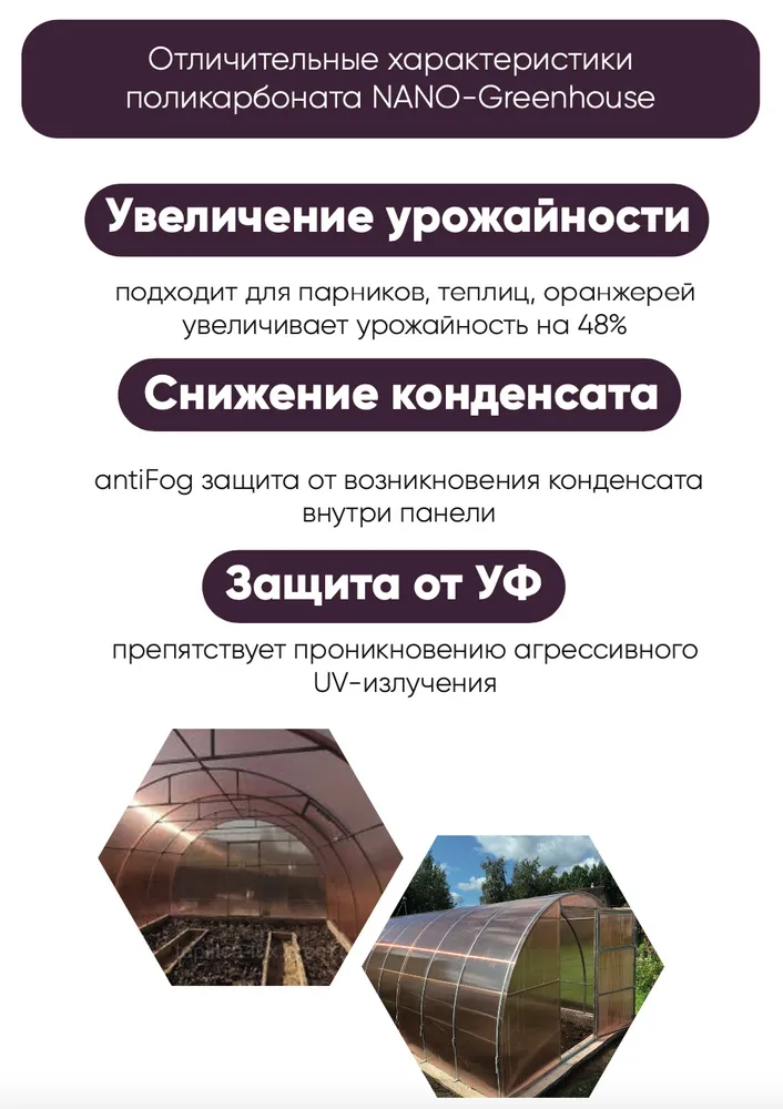 Поликарбонат для теплиц GreenHouse - Nano сотовый, разработка ученых повышает скорость роста в тепплице в 1,5 раза 6мм, 6 метров, 2 листа, 6 м, фото 4