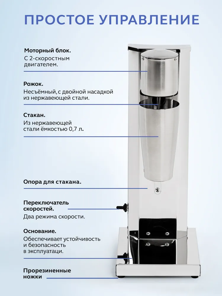Миксер для молочных коктейлей GASTRORAG HBL-015, милкшейкер барный, 1 рожок, техника для бытовой и профессиональной кухни, вариант, фото 2