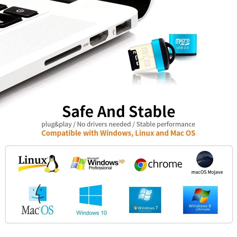 Мини картридер для карт micro SD через порт USB, переходник MicroSD, адаптер, вариант, фото 6