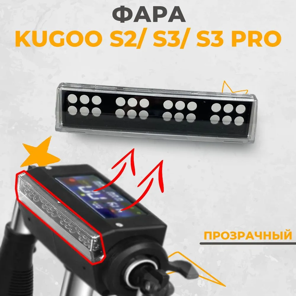 Крышка передней фары / Стекло фары для электросамоката Kugoo S3/S3 Pro/S2, вариант