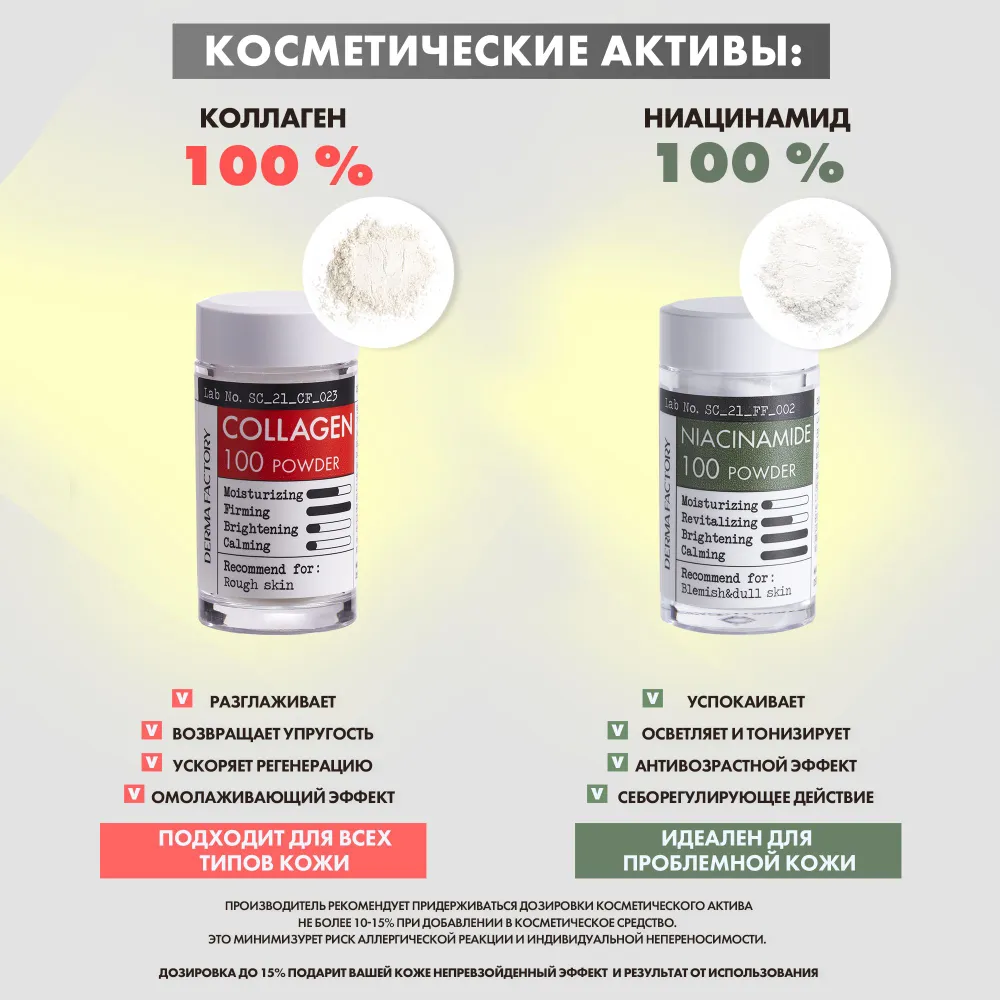 Derma Factory Niacinamide 100 Powder порошок ниацинамида для лица, осветление и сужение пор, 7 г, 7 г, фото 3