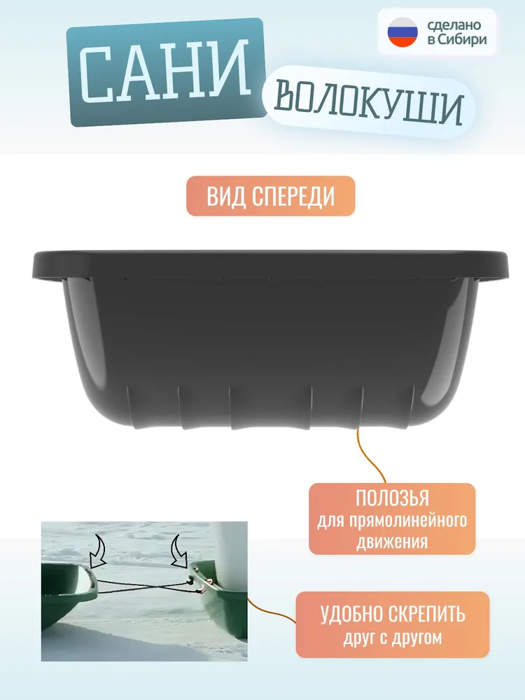 Сани волокуши рыбацкие. Волокуши для перевозки грузов по снегу с повышенной ударопрочностью, морозостойкие 80*50*18см, 80x50x18 см, фото 3