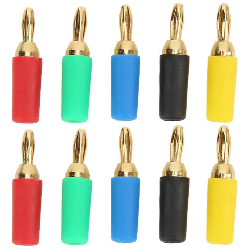 Банана-штекер 2.5мм, латунный позолоченный, набор 10 штук 5 цветов, для электроники и авто, пайка ил