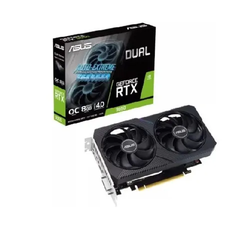 ASUS Видеокарта GeForce RTX 3050 RTX 3050 (DUAL-RTX3050-O8G-V2) 8 ГБ (90YV0GH6-M0NA00), LHR