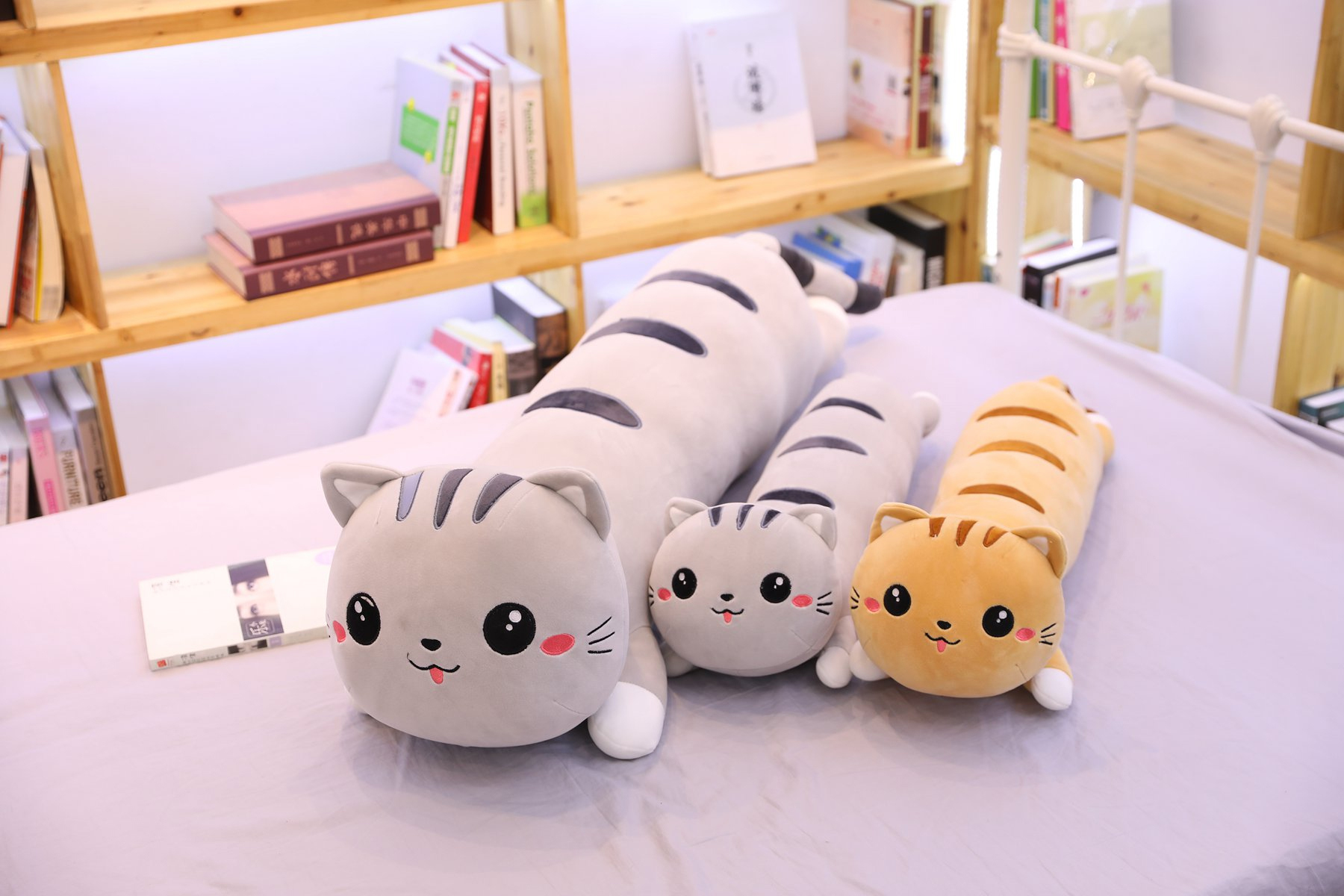 Подушка обнимашка Длинный Кот Батон, серый 100 см. Большая мягкая ...