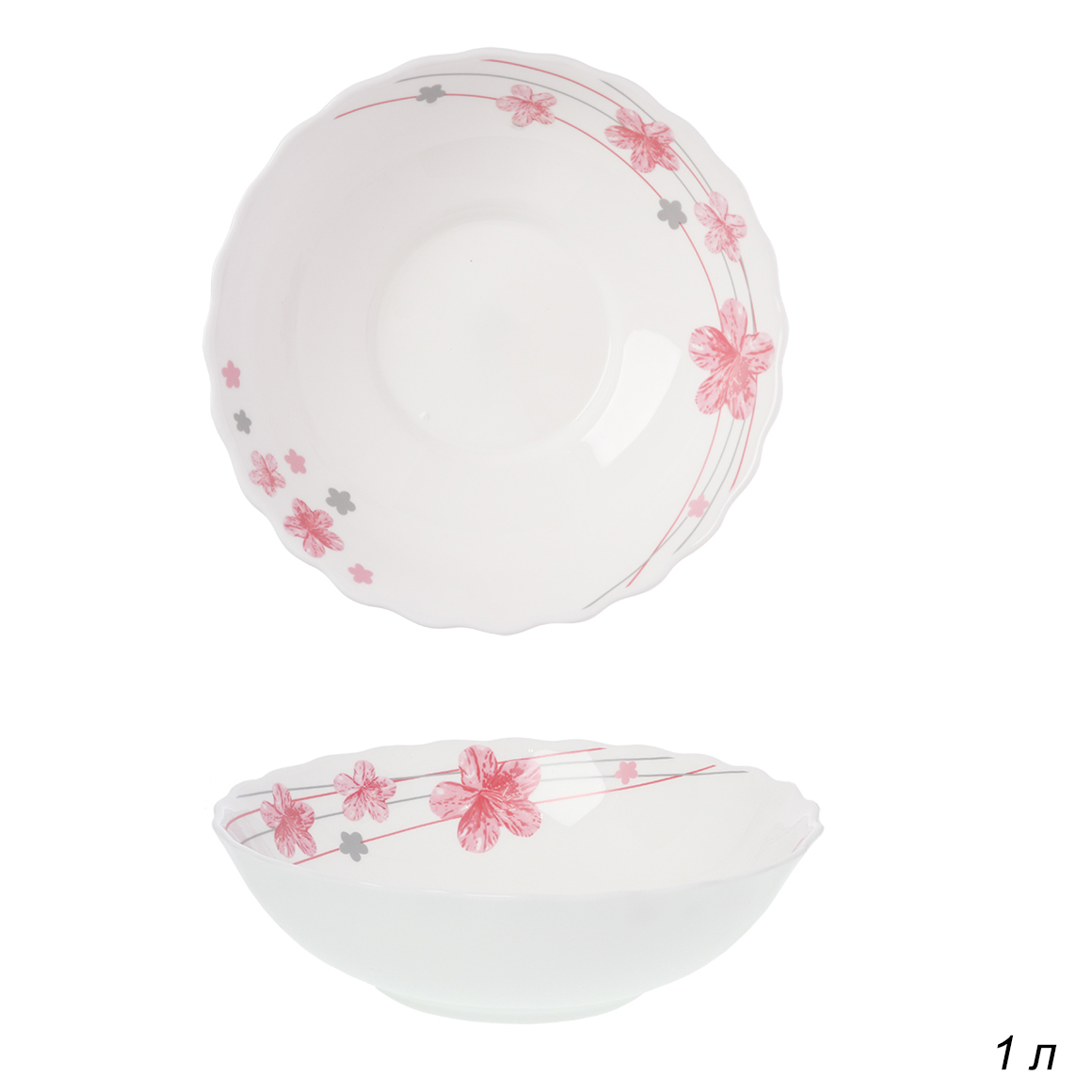 Салатник WHITE LILY, 1000 мл, розовый, керамика