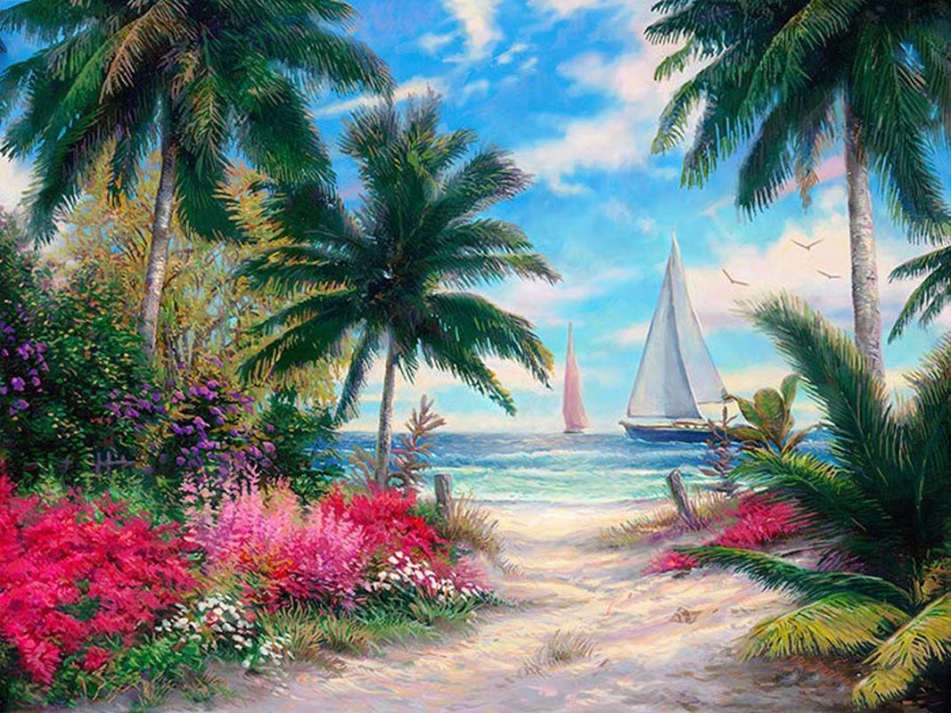 пейзаж море с пальмами