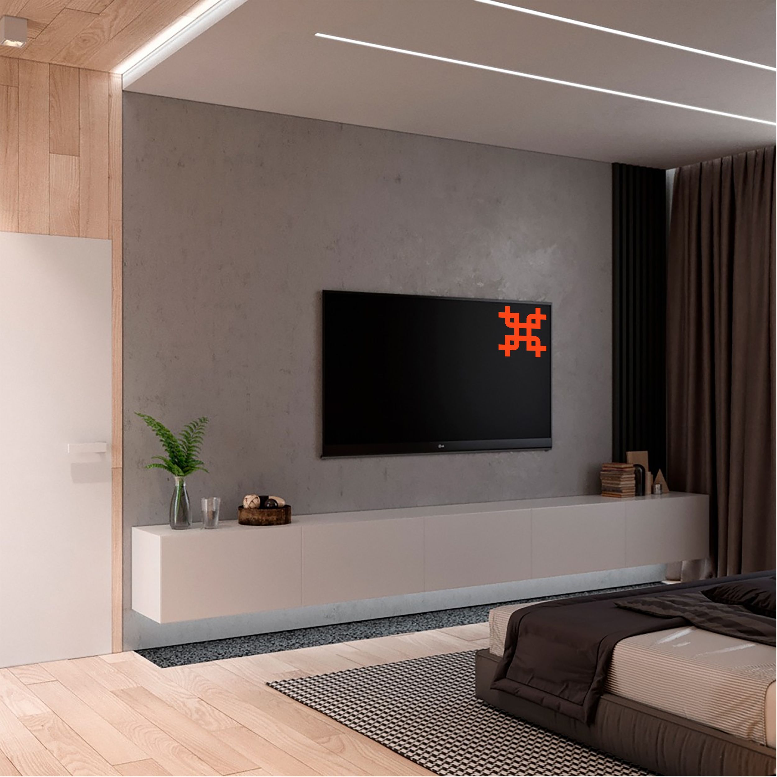 Зона телевизора в гостиной дизайн в современном стиле фото