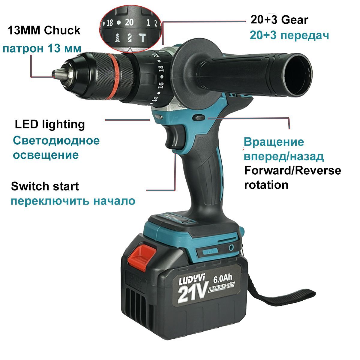 Бесщеточный бур 120Н.М 21В для профессионального бурения льда и рыбалки ...