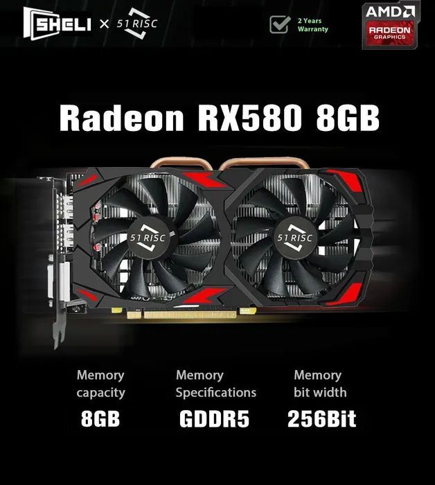 Видеокарта 51RISC Radeon RX 580, 8 ГБ GDDR5 - купить по низким ценам в ...