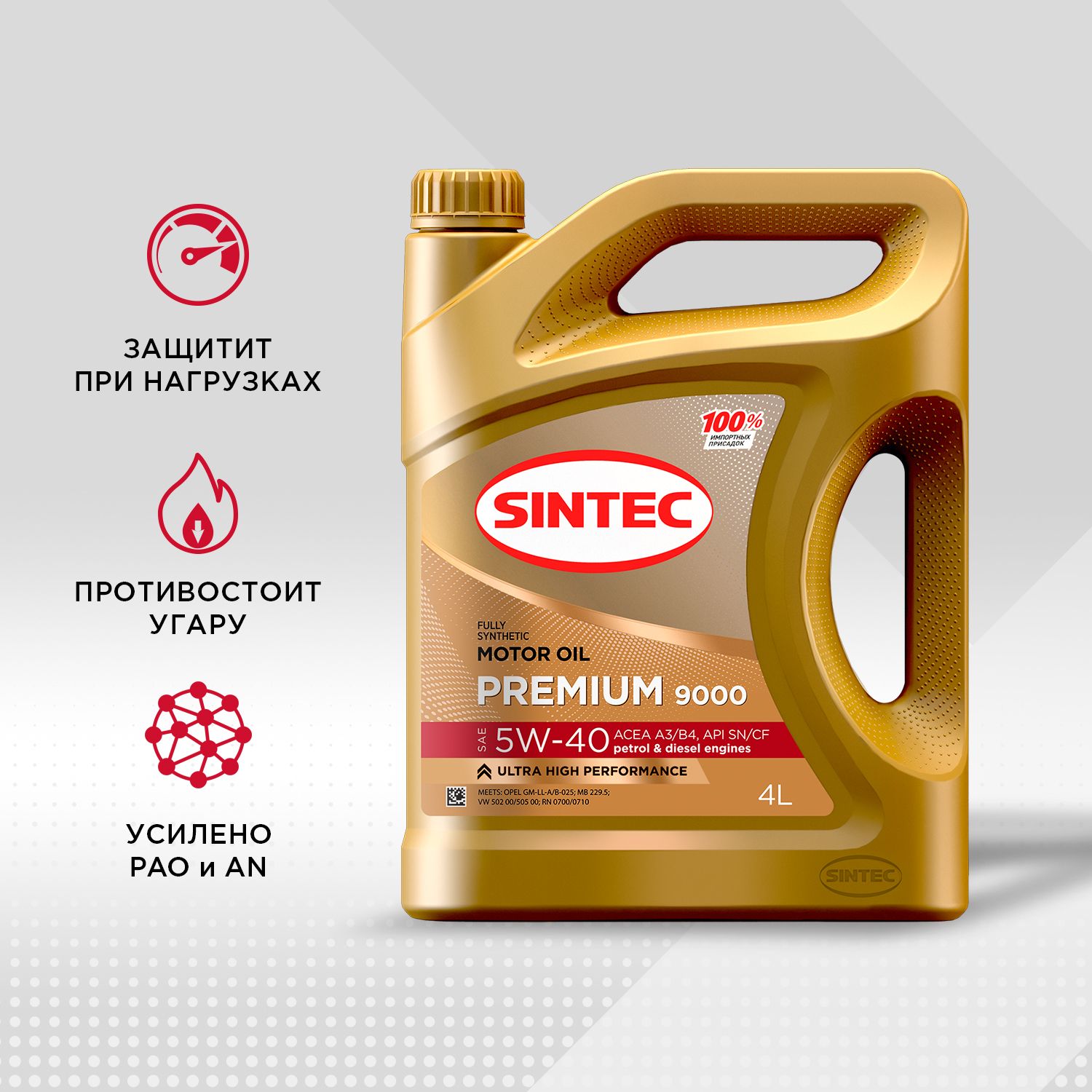 Масло моторное SINTEC 5W-40 Синтетическое -  в е .