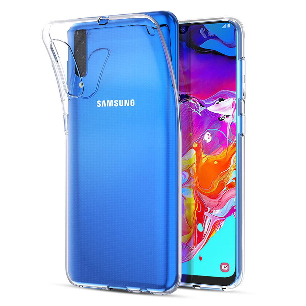 Обыкновенный прозрачный резиновый защитный чехол для Samsung Galaxy A70 -  купить с доставкой по выгодным ценам в интернет-магазине OZON (162350347)