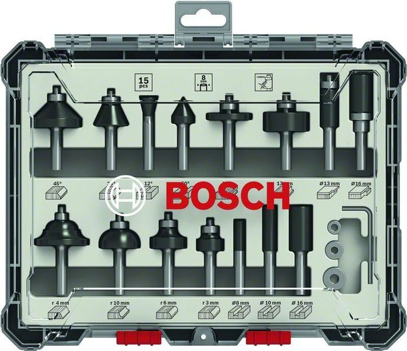 Набор фрез Bosch, 2607017472, 8 мм, 15 шт #1