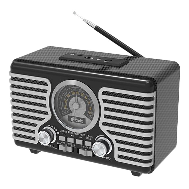 Радиоприемник переносной RITMIX RPR-095 SILVER ретро-стиль, Bluetooth, AM/FM/SW, телескопическая антенна, #1