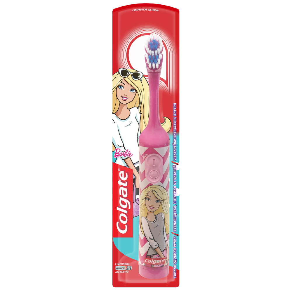 Детская электрическая зубная щетка Colgate Barbie розовая #1