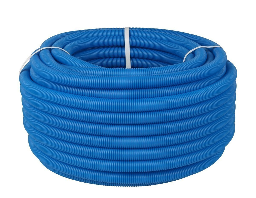 Труба STOUT гофрированная ПНД, цвет синий, наружным диаметром 25 мм для труб диаметром 16-22 мм отрезок #1