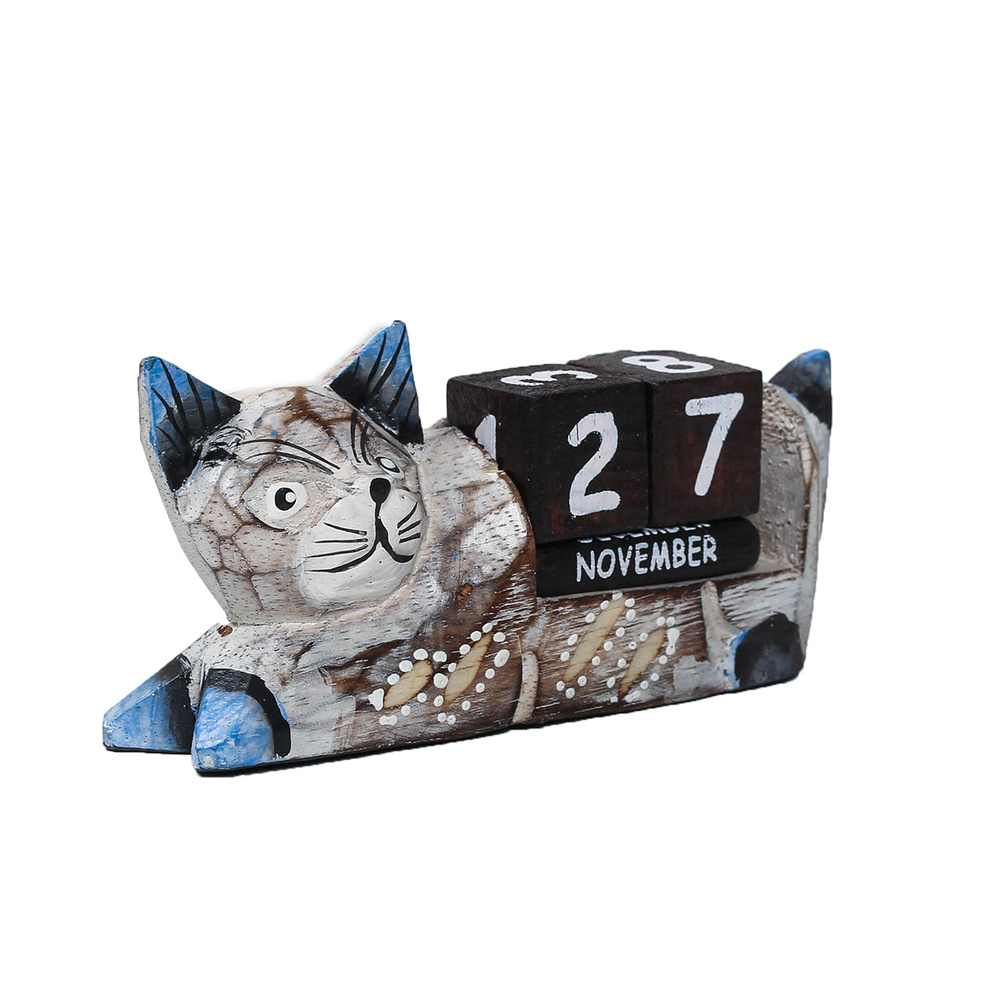 Деревянный календарь "Кошка" 13*4*6,5 см #1