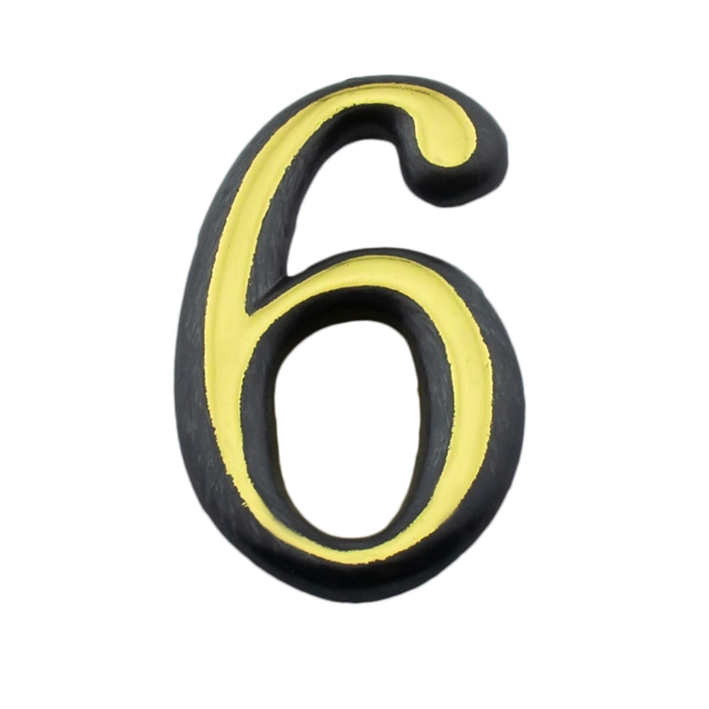 Номер дверной "6" пластик, клеевая основа PB (золото) MARLOK #1
