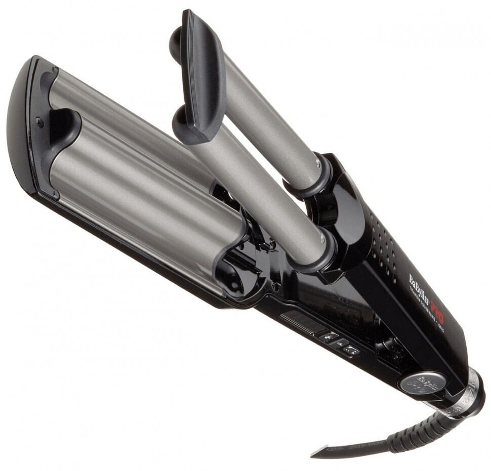 BaByliss PRO Щипцы BaByliss PRO BAB2369TTE тройная плойка Ionic 3D Waiver с  терморегулятором, титан-турмалин, 19 мм