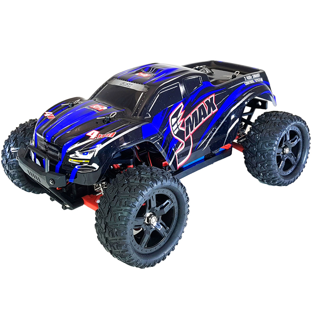 Радиоуправляемый монстр Remo Hobby Smax Brushless RH1635UPG 4WD RTR, бесколлекторный  двигатель, масштаб 1:16, Синий / радиоуправляемая машина для бездорожья 4WD  - купить с доставкой по выгодным ценам в интернет-магазине OZON (233743285)