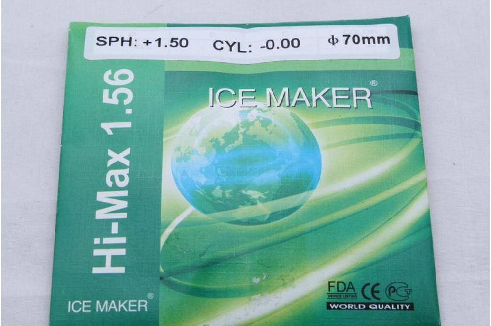 Линза для очков ICE MAKER, index 1.56, d 70 (зеленый блик) #1