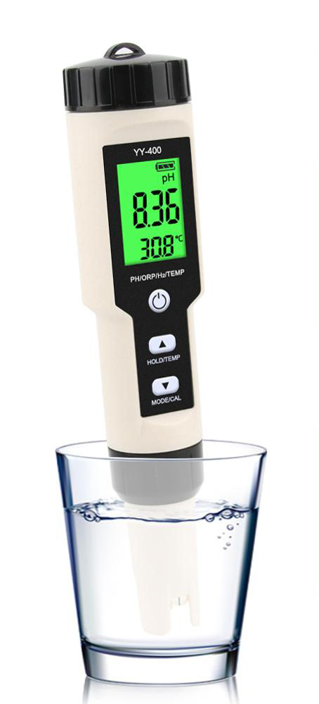 Измеритель качества воды (ORP, Temp, PH, H2) ТЕХМЕТР YY-400 (Бежевый ...