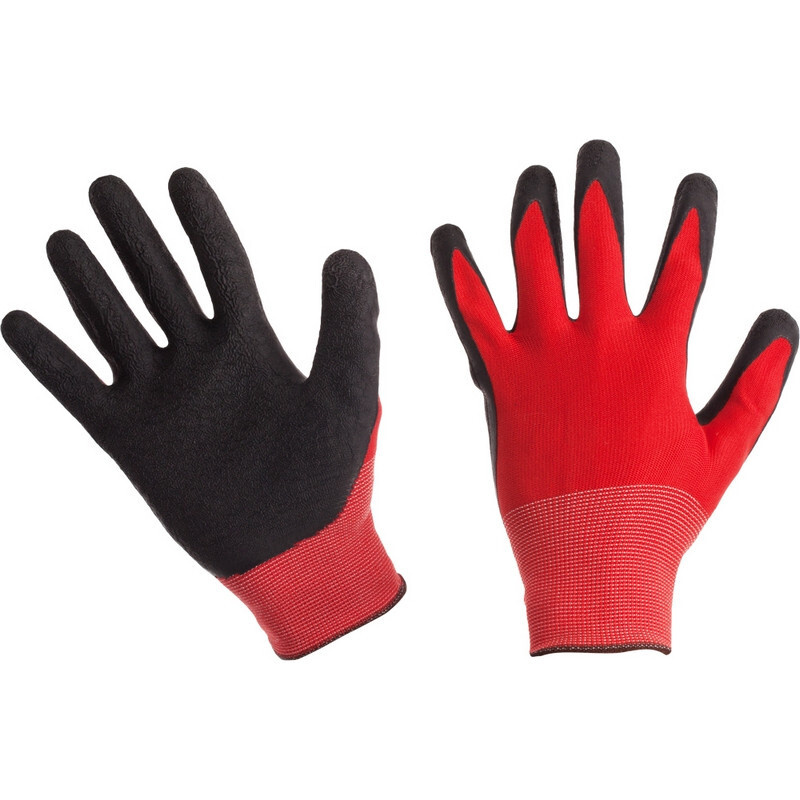 Перчатки рабочие защитные Rubisense полиэфирные с латексным текстурированным покрытием, 15 класс, размер #1