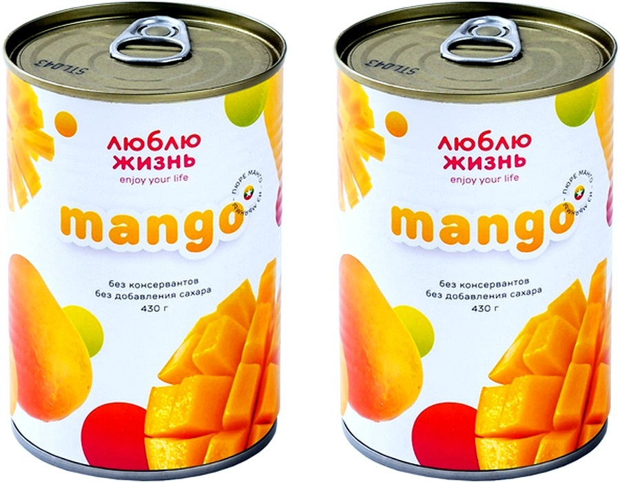 Пюре манго Люблю Жизнь, Манговое пюре без сахара 430 г х 2шт  #1