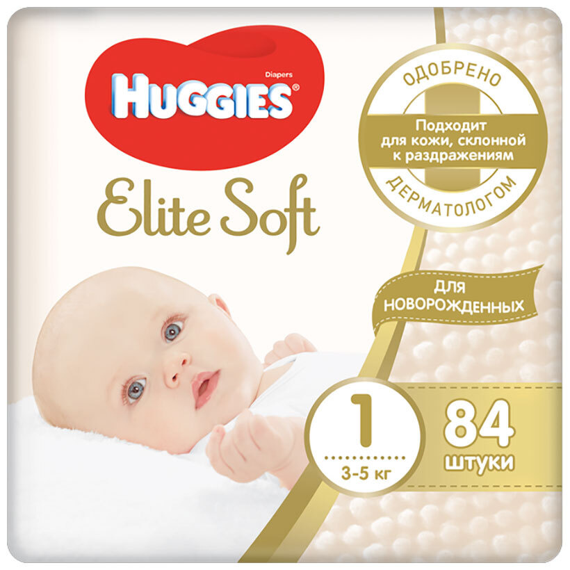 Подгузник Huggies Элит Софт 1 (3-5 кг) 84 шт. NEW #1