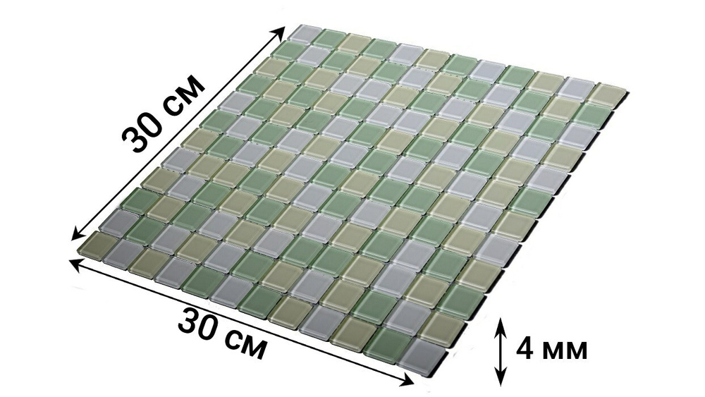 Плитка мозаика GLOBAL GRES LA36 стекло бело-салатовый микс, 30х30 см., размер чипа 23х23 мм. 10 шт  #1