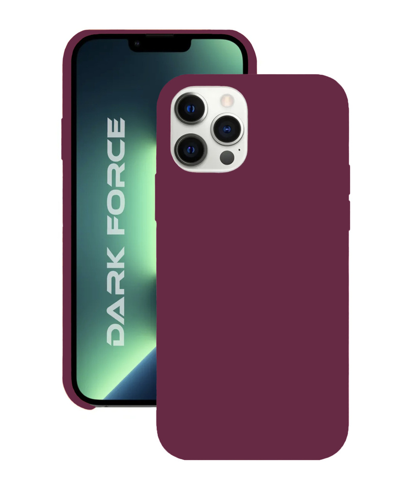 Силиконовый чехол с Soft-touch покрытием на Apple iPhone 12 / Apple iPhone  12 Pro / Apple Silicone Case DARK FORCE на Айфон 12/ Айфон 12 Про с  бархатным покрытием внутри, Винный -