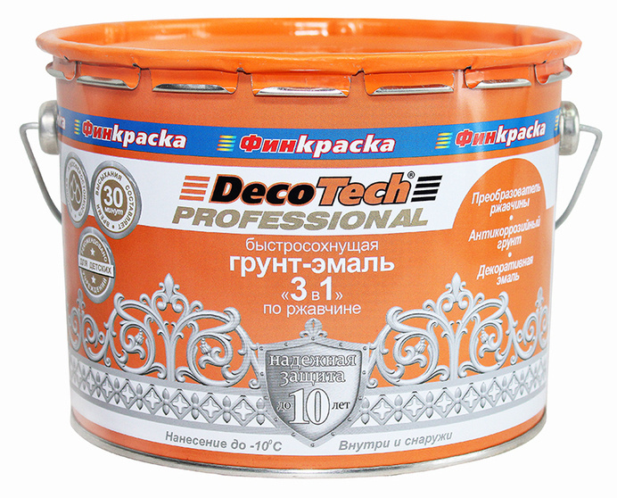 Грунт-эмаль DecoTech 3 в 1_A Быстросохнущая, Шелковисто-матовое ...